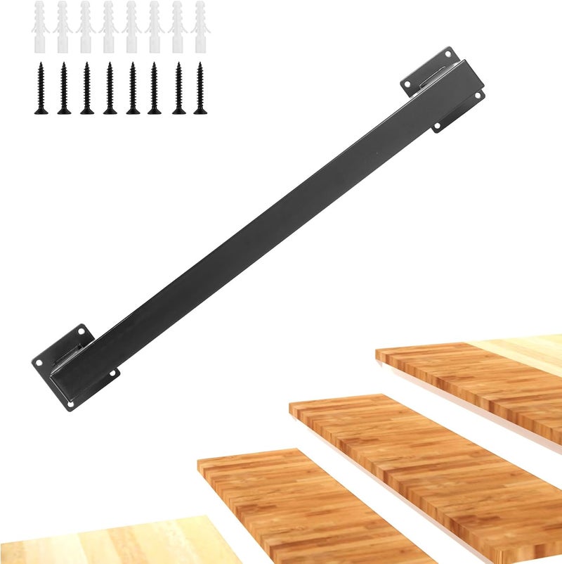 Senmit 4 Feet Square Tube Handrail, Wall Mount Industrial Modern Staircase Handrail for Indoor Outdoor Steps, 600lbs Load Capacity, Metal Non-Slip Grab Handle for Stairs Loft Porch, Matte Black - Image 1